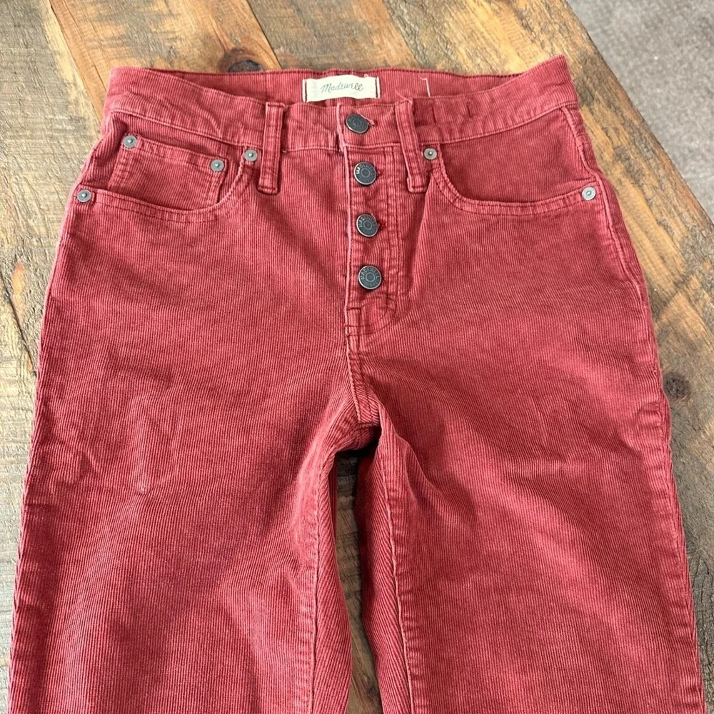 Madewell Cali demi boot Corduroy Flare Button Fly Jeans Rust Red Women's Size 26